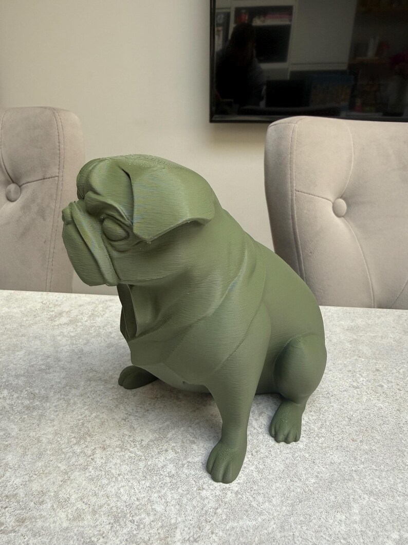 Pug Sculpture – Customizable Colors, Cute Dog Decor Gif, 3D Printed Bild 3