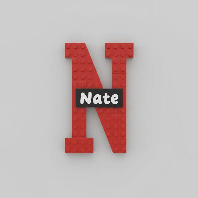 Personalised LEGO inspired Letter Light | Custom Kids Name Sign | Boys Bedroom Decor | Nursery Shelf Letter | Gift for Kids image 2