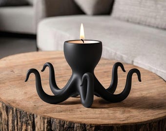 Unique Octopus Tealight Holder – 3D Printed Candle Decor in Colour Options
