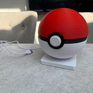 PokeBall - Red & White Ball LED Night Light - Gaming Inspired Desk Lamp, USB Mood Light, Bedside Lamp, Unique Gift for Gamers, Ambient Room image 5