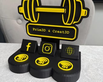 Custom NFC Gym Business Sign | Personal Trainer Desk Display | Tap to Connect Fitness Studio & Reception Counter Stand