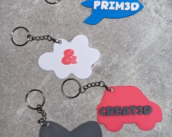 Personalised 3D Printed Keyring | Custom Name Keychain | Choice of Shapes | Handmade UK Gift