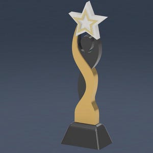 3D Printed Star Trophy | Gold & Black Award Statue | Presentation Trophy | Achievement Award | Custom Display Trophy UK afbeelding 1