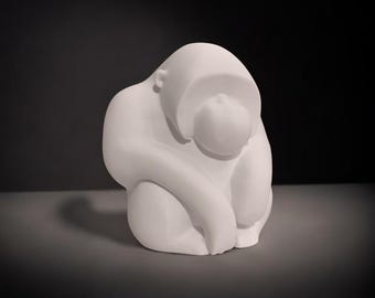Modern 3D Printed Orangutan Art Sculpture – Collectible Animal Figurine