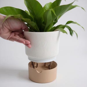 Ribbed Planter Set – 2-Piece Self-Watering Plant Pots | Modern Minimalist Indoor Decor 3D Printed image 7