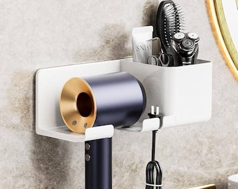 Hairdryer & Bathroom Organiser Holder | Stylish Wall-Mounted Storage in Multiple Colours 3D Printed