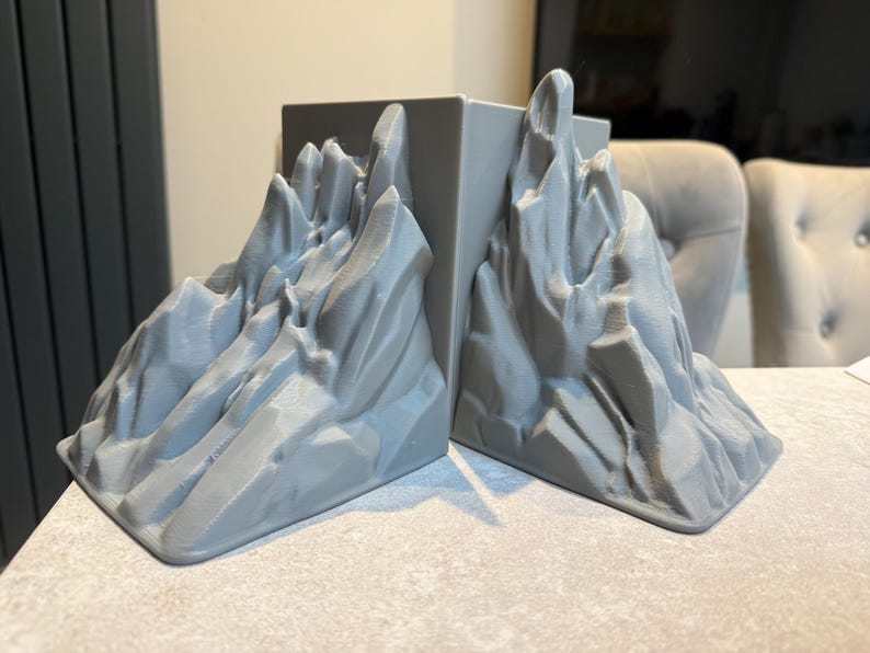 Stunning Minimalist Mountain Bookends Set – 3D Printed, Custom Colours image 16