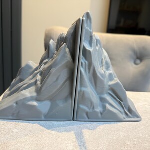 Stunning Minimalist Mountain Bookends Set – 3D Printed, Custom Colours image 4