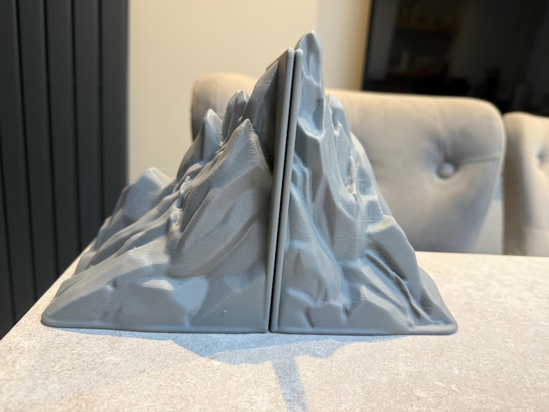 Stunning Minimalist Mountain Bookends Set – 3D Printed, Custom Colours image 4