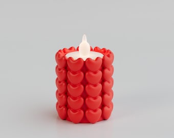 Tealight Candle Holder with Little Hearts | Handmade Love-Themed Home Decor | Romantic Gift for Weddings & Anniversaries