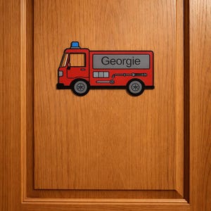 Personalised Fire Truck Door Sign – Custom Kids Bedroom Decor image 1