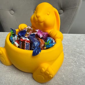 Easter Bunny Sweet Pot | 3D Printed Rabbit Candy Bowl | Personalised Egg Holder | Spring Table Decor | Kids Easter Gift UK image 4