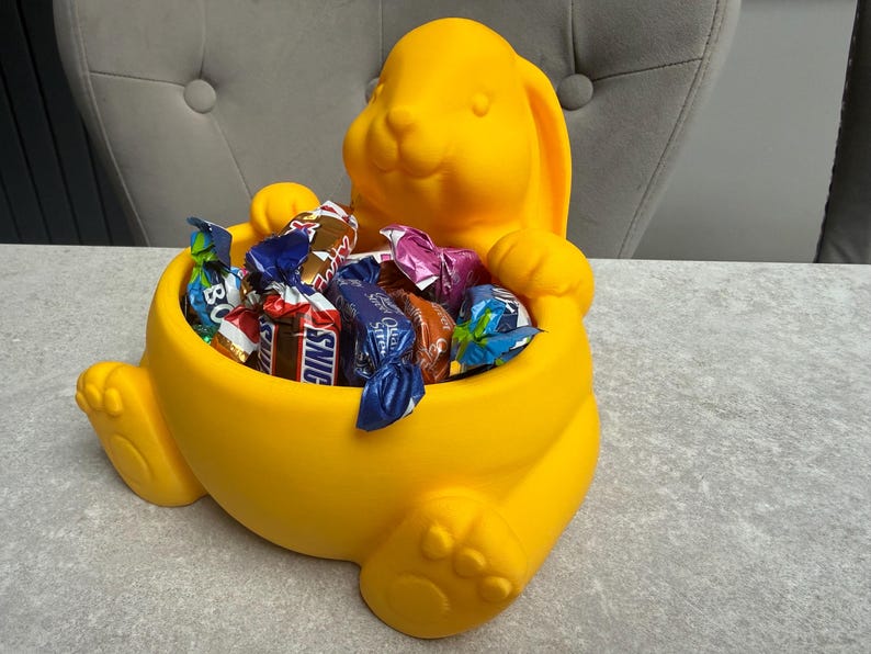 Easter Bunny Sweet Pot | 3D Printed Rabbit Candy Bowl | Personalised Egg Holder | Spring Table Decor | Kids Easter Gift UK image 4