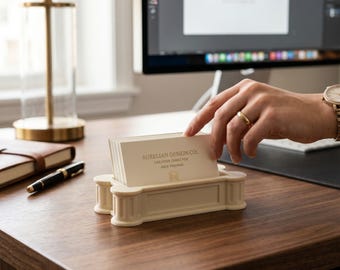 Business Card Holder Desk Organiser | Greek Column Card Stand | 3D Printed Office Desk Accessory | Professional Networking Display