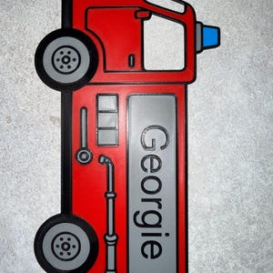 Personalised Fire Truck Door Sign – Custom Kids Bedroom Decor image 2
