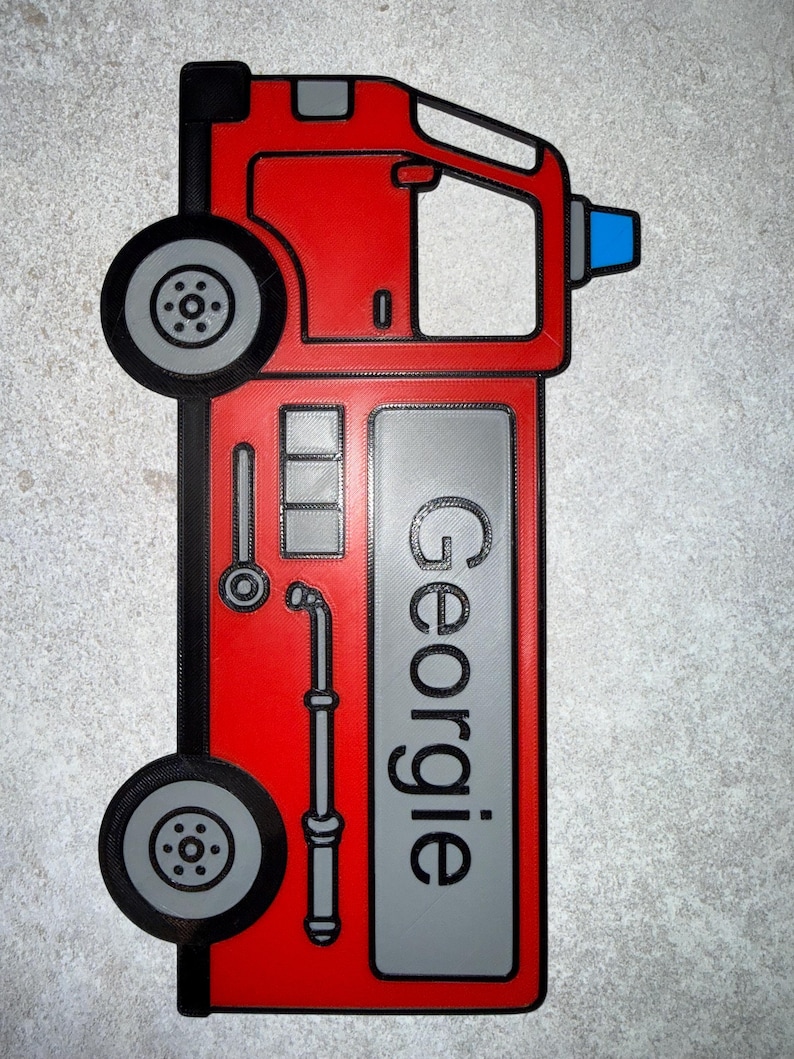 Personalised Fire Truck Door Sign – Custom Kids Bedroom Decor image 2