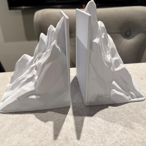 Stunning Minimalist Mountain Bookends Set – 3D Printed, Custom Colours image 15