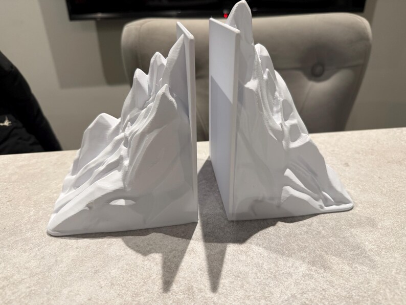 Stunning Minimalist Mountain Bookends Set – 3D Printed, Custom Colours image 15