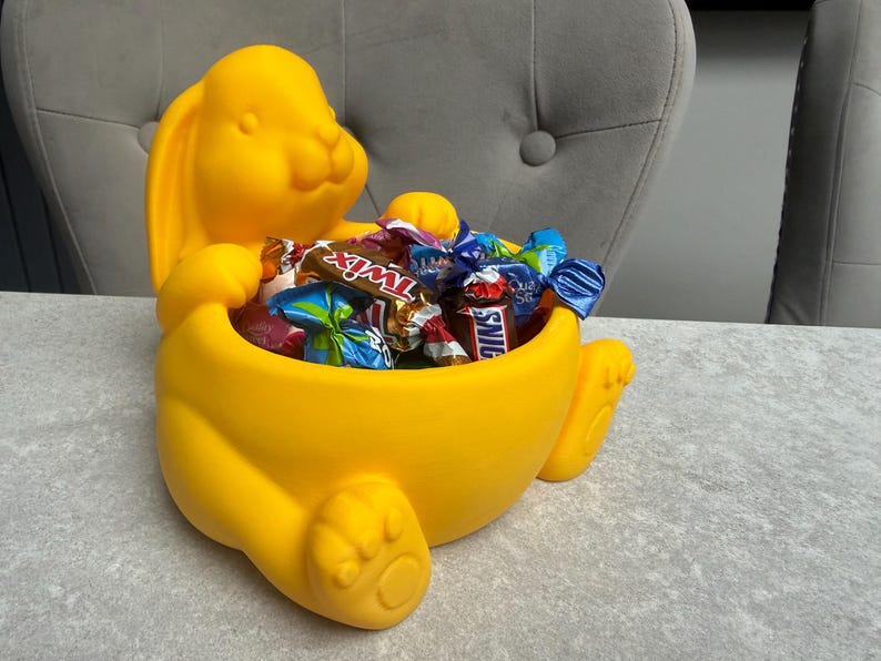 Easter Bunny Sweet Pot | 3D Printed Rabbit Candy Bowl | Personalised Egg Holder | Spring Table Decor | Kids Easter Gift UK image 7