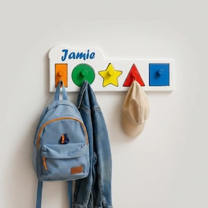 Personalised Kids Coat Hook | Name Peg Rack | Nursery Wall Hooks | Children’s Bedroom Storage | Playroom Decor | Custom Kids Gift UK image 2