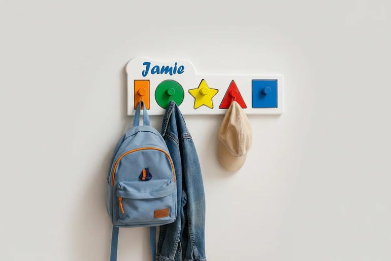 Personalised Kids Coat Hook | Name Peg Rack | Nursery Wall Hooks | Children’s Bedroom Storage | Playroom Decor | Custom Kids Gift UK image 2