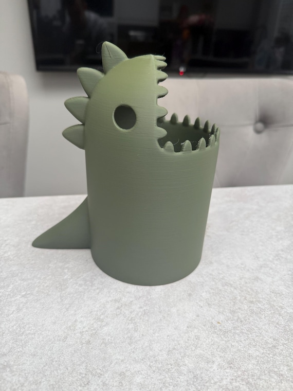 3D Printed Dinosaur Desk Bin | Fun Dino Rubbish Bin | Cute Office & Kids Room Decor | Unique Gift | Custom Colours | T-Rex Waste Basket