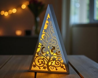 3D Printed Pyramid Christmas Tree Tealight Lantern – Festive Geometric Holiday Décor