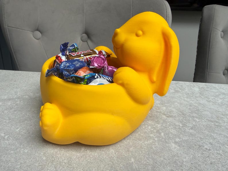 Easter Bunny Sweet Pot | 3D Printed Rabbit Candy Bowl | Personalised Egg Holder | Spring Table Decor | Kids Easter Gift UK image 3