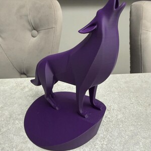 Majestic 3D Printed Wolf on Pedestal – Modern Sculpture for Home or Office Décor image 3