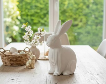 Ribbed Easter Bunny Ornament | 3D Printed Rabbit Decor | Modern Spring Decoration | Minimalist Home Styling | Easter Gift UK