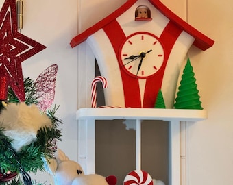 Christmas Cuckoo Clock – Festive Holiday Decor, Unique Handmade Gift, Whimsical Winter Wall Art, Modern Christmas Ornament
