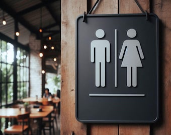 3D Printed Toilet Sign – Bathroom Door Sign – Restroom Sign in Multiple Colors – Modern Minimalist Bathroom Decor – Gender Neutral WC Sign