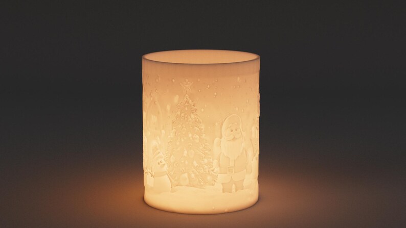 Christmas Candle Holder | Frosted Glass Tealight Holder with Santa & Reindeer | Festive Christmas Decor | Winter Gift UK image 2