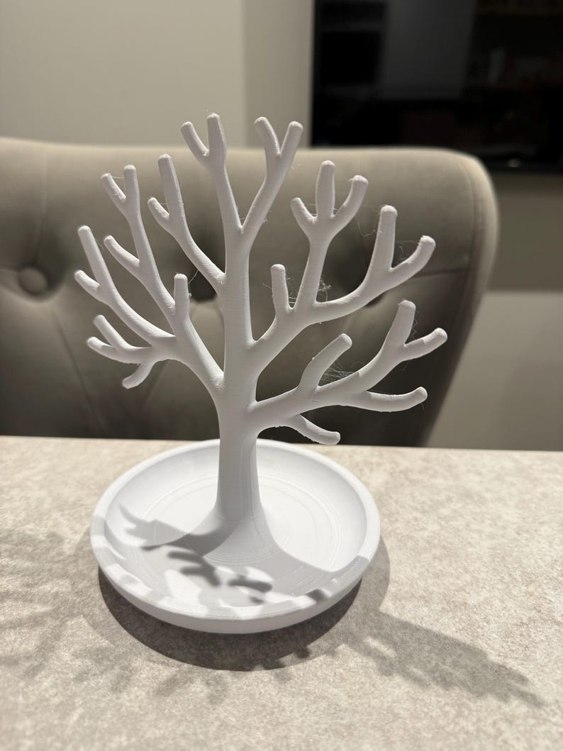 Elegant 3D Printed Jewellery Tree Stand | Modern Earring Holder | Necklace Organiser | Minimalist Display for Dressing Table or Gift image 2