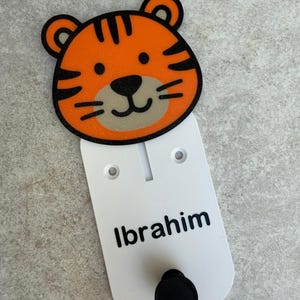Personalised Tiger & Zebra Wall Hooks – Custom Kids Name Hooks for Coats, Bags and More! image 4