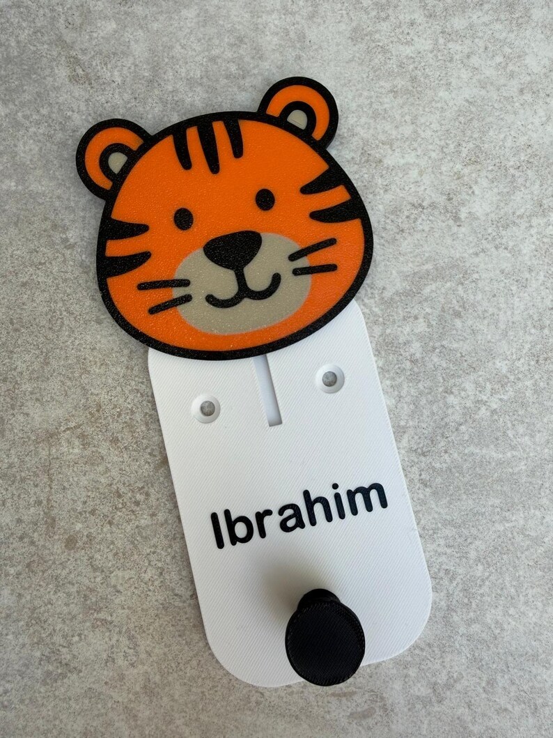 Personalised Tiger & Zebra Wall Hooks – Custom Kids Name Hooks for Coats, Bags and More! image 4