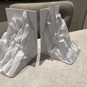 Stunning Minimalist Mountain Bookends Set – 3D Printed, Custom Colours image 2