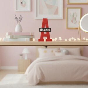 Personalised LEGO inspired Letter Light | Custom Kids Name Sign | Boys Bedroom Decor | Nursery Shelf Letter | Gift for Kids image 4
