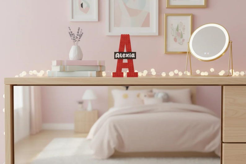 Personalised LEGO inspired Letter Light | Custom Kids Name Sign | Boys Bedroom Decor | Nursery Shelf Letter | Gift for Kids image 4