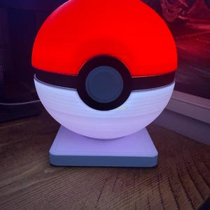 PokeBall - Red & White Ball LED Night Light - Gaming Inspired Desk Lamp, USB Mood Light, Bedside Lamp, Unique Gift for Gamers, Ambient Room image 4