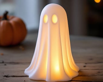 Spooky 3D Printed Ghost Tealight Holder – Halloween Decoration, Cute Ghost Ornament for LED Tea Lights