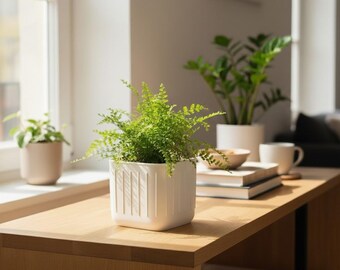 Minimalist Plant Pot | Scandinavian Style Indoor Planter | Modern Home Decor | White Plant Pot | Shelf & Desk Decor
