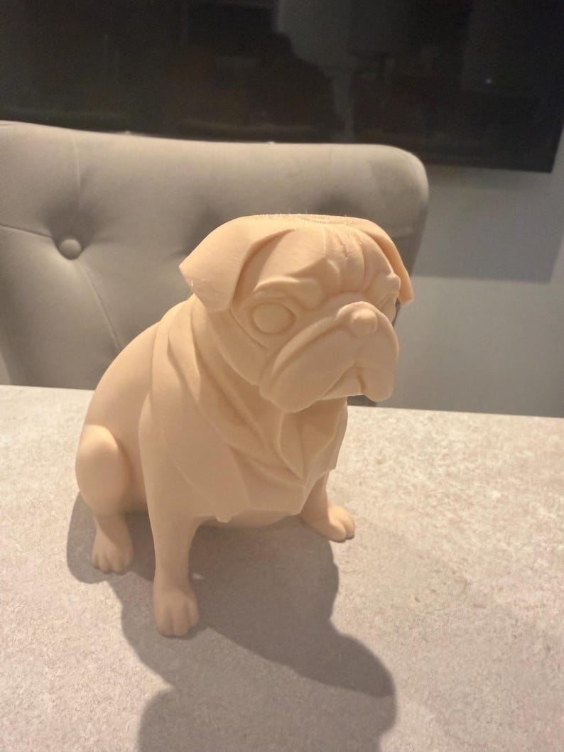 Pug Sculpture – Customizable Colors, Cute Dog Decor Gif, 3D Printed Bild 4