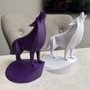 Majestic 3D Printed Wolf on Pedestal – Modern Sculpture for Home or Office Décor image 2