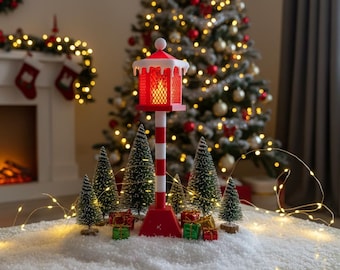 3D Printed Christmas Street Lamp Tealight Lantern – Festive Holiday Decor