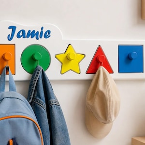 Personalised Kids Coat Hook | Name Peg Rack | Nursery Wall Hooks | Children’s Bedroom Storage | Playroom Decor | Custom Kids Gift UK image 1