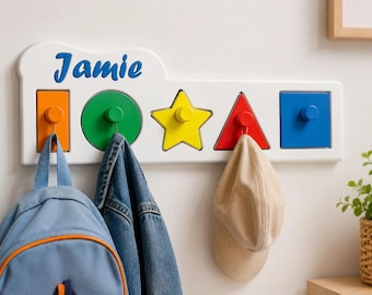 Personalised Kids Coat Hook | Name Peg Rack | Nursery Wall Hooks | Children’s Bedroom Storage | Playroom Decor | Custom Kids Gift UK