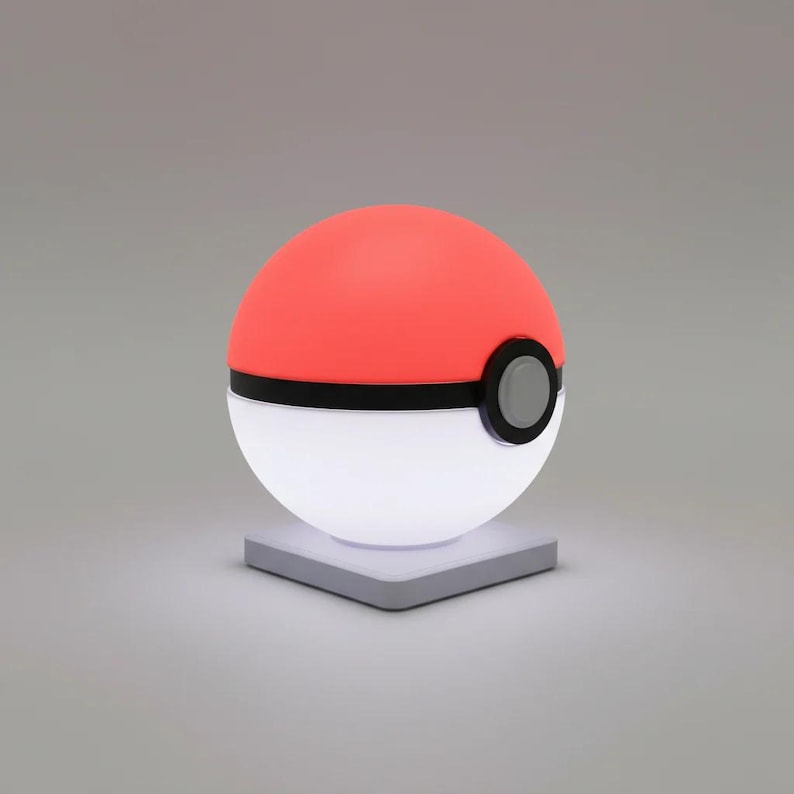 PokeBall - Red & White Ball LED Night Light - Gaming Inspired Desk Lamp, USB Mood Light, Bedside Lamp, Unique Gift for Gamers, Ambient Room image 8