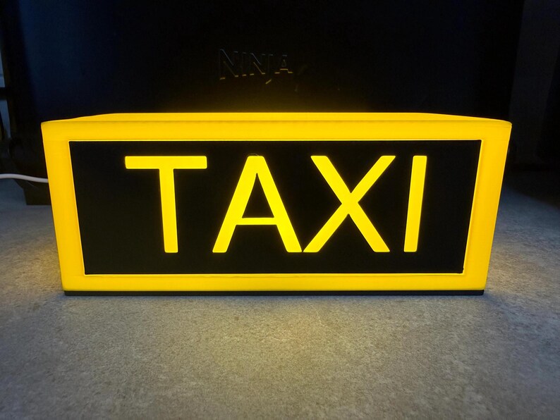 3D Printed TAXI LED Lightbox Sign - Retro Home Bar Decor image 4