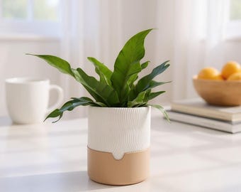 Ribbed Planter Set – 2-Piece Self-Watering Plant Pots | Modern Minimalist Indoor Decor 3D Printed